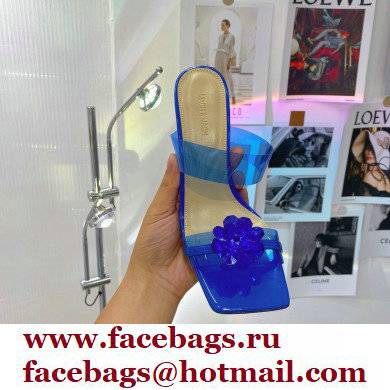 Mach  &  Mach Heel 9.5cm Rose Flower Mules PVC Blue 2022